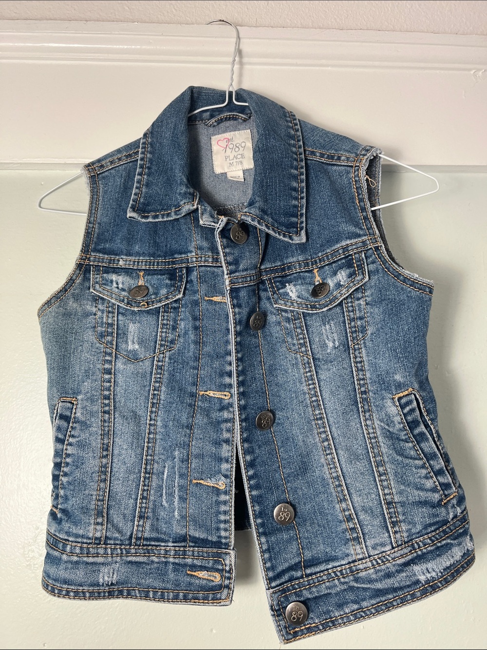 The Children's Place Girls' Distressed Blue Denim Vest